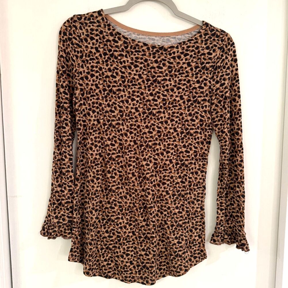 Maurices 24/7 Women's Leopard Print Long Sleeve Tunic Top Cheetah Blouse XS